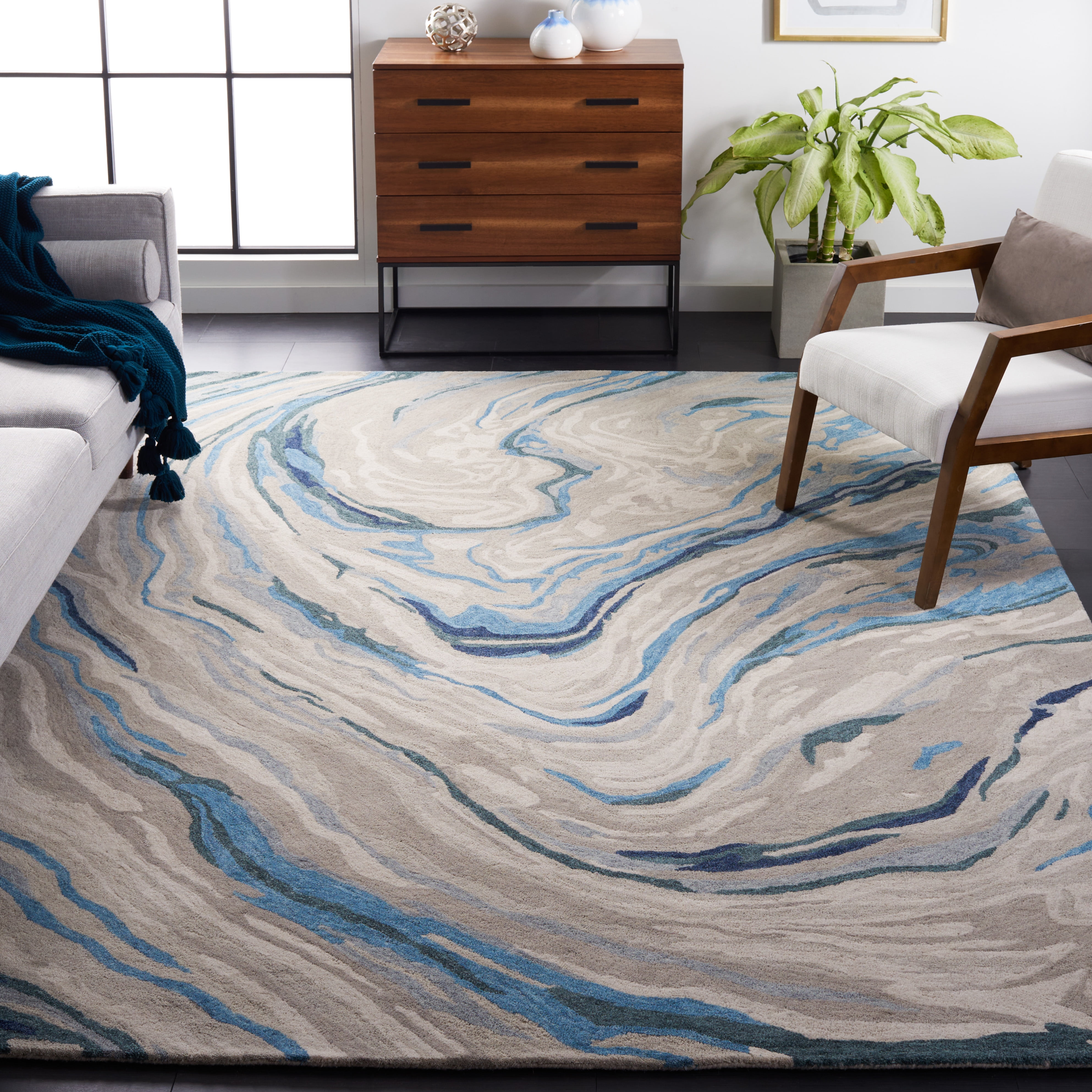SAFAVIEH Soho Vasilis Abstract Area Rug, Blue/Beige, 8' x 10'
