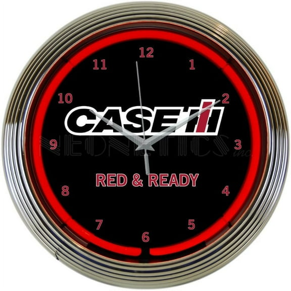 CASE IH RED AND READY NEON CLOCK – 8CASEC