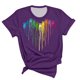 thumbnail image 4 of Camisetas de Manga Corta para las Mujeres Impresas Cuello Redondo Casual Camiseta, 95% Poliéster 5% Spandex Vintage Ligero Top para Diario, Fiesta Y Primavera, 4 of 5