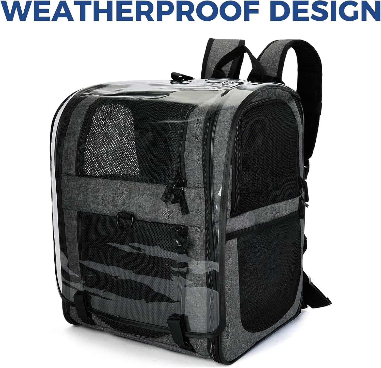 Pet Carrier Backpack for 4-18lb Cats and Dogs, Puppies, Safety Features and Cushion Back Support | for Travel, Hiking, Outdoor Use (Gray)