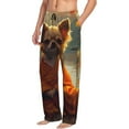 thumbnail image 6 of Pofeuu Maple Leaf Meditating Chihuahua Print Men's Pajama Pants, Soft Lounge Pajama Pants with big pockets for Men Plaid Pj Bottoms-Large, 6 of 6