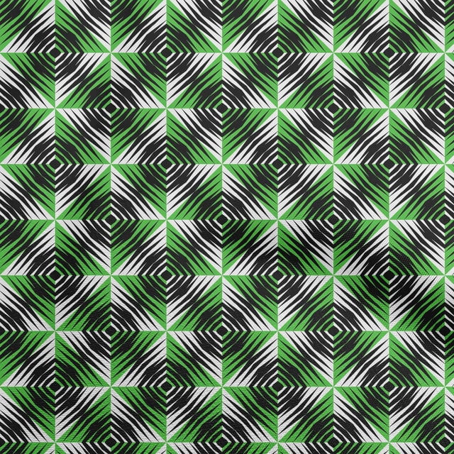 oneOone Polyester Spandex Green Fabric Abstract Geometric Fabric For Sewing Printed Craft Fabric By The Yard 56 Inch Wide