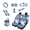Dahlia, variant on Jeiento Skeleton Car Front Back Seat Covers Full Set with Steering Wheel Cover Seatbelt Pad Trash Bin Auto Rear View Mirror Covers Coasters Keychain Pink Cherry Blossom Lipstick Holder 13pcs