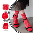 thumbnail image 2 of Gaoso 3 Pairs Women's Heart Socks Cute Embroidered Aesthetic Patterned Novelty Ankle Socks (Red/Brown/Blue), 2 of 7