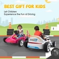 thumbnail image 6 of TOBBI 12V Kids’ Go Kart, Outdoor Battery Powered Ride on Car for Boys and Girls Aged 3-8, Children’s Electronic Toy Go Kart with 2 Speed Modes, Remote Control,Bluetooth, Rose Red, 6 of 9