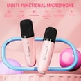 thumbnail image 4 of Máquina de karaoke inalámbrica para niños con 2 micrófonos, micrófono de karaoke infantil, mini micrófono rosa para niños y adultos, regalo de cumpleaños para niñas de 4 a 12 años, juguete para niñas, 4 of 5