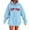 Light Blue, variant on XIAONU Womens Hoodies Retro Letter Print Hooded Fleece Sweatshirt Peasure Long Sleeve With Pocket Drawstring Hoodie
