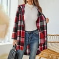 thumbnail image 4 of Ailaofu Women's Flannel Plaid Jacket 2025 Casual Oversized Soft Long Sleeve Lounge Lapel Zipper Hooded Trench Coats, 4 of 6