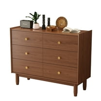 KASLANDI 6 Drawer Dresser for Bedroom, 41.2" W Wood Chest of Drawers with Large Storage Cabinet, Mid-Century Dressers for Closet Kitchen, Sideboard
