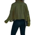 thumbnail image 2 of utcoco Women's Short Fringe Leather Jacket Moto Biker Open Front Tassel Coat, 2 of 3