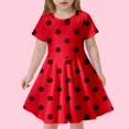 thumbnail image 2 of Robe pour Filles Enfant Filles Été à Pois Ajustée Douce Respirante à Manches Courtes Robe Décontractée Robe Enfant Fille Rouge 10 Ans-13 Ans, 2 of 5