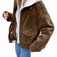 thumbnail image 2 of Women'S Faux Suede Jacket Spring and Autumn Long Sleeves Y2K Outerwear Coat with Pockets Brown M, 2 of 9