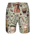 thumbnail image 4 of Kll Coffee Makers Macaroons Chocolate Men'S Casual Summer Beach Shorts Hawaiian Shorts With Pockets-Small, 4 of 9
