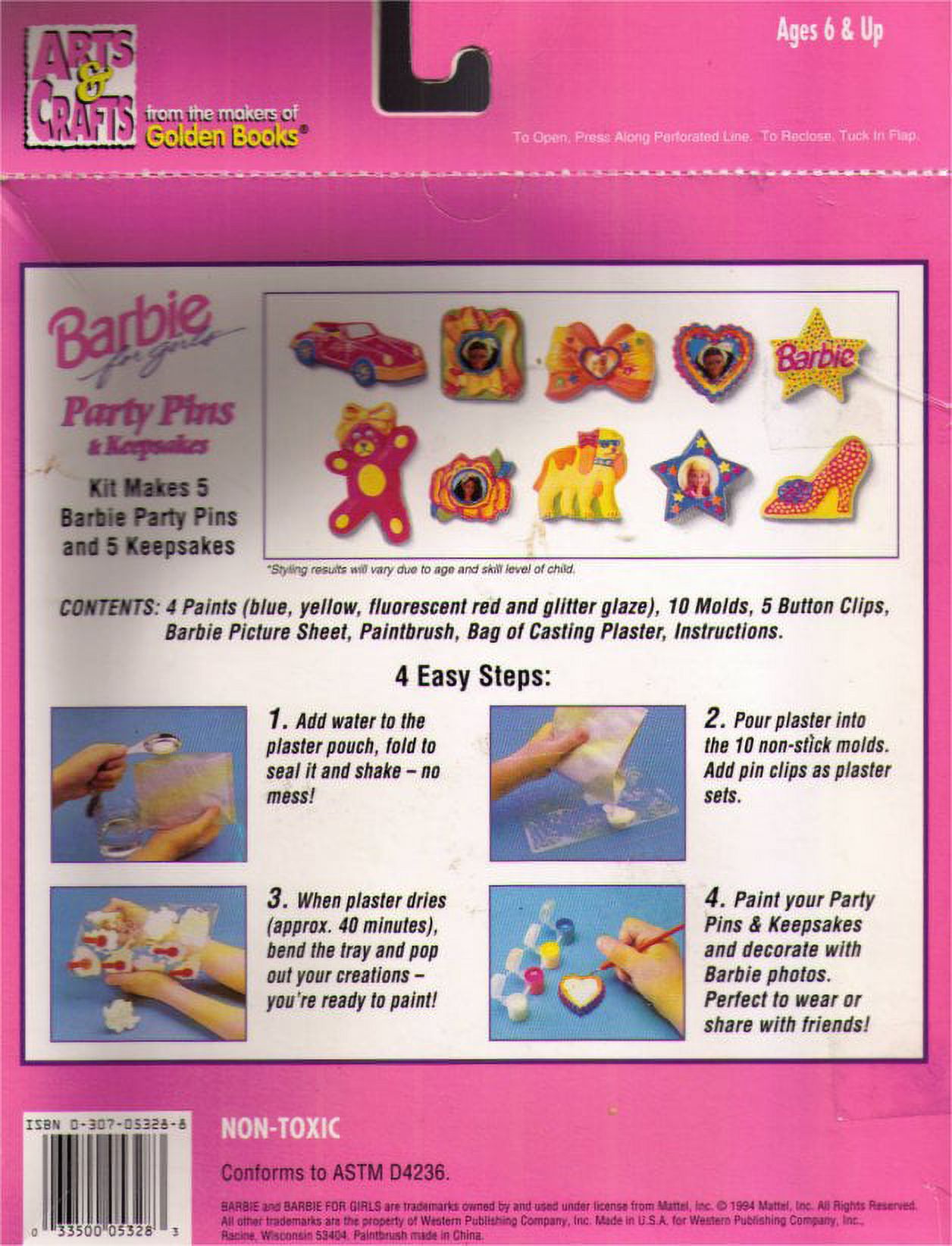Barbie Party Pins & Keepsakes Arts & Crafts Vintage (1994) Girls Plastic Kit