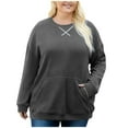 thumbnail image 2 of Plus Size Sweatshirts for Womens Oversized Corduroy Pullover Tops Fall Casual Crewneck Sweatshirt Solid Color Loose Long Sleeve Shirts Fashion Outfits with Pocket, 2 of 6