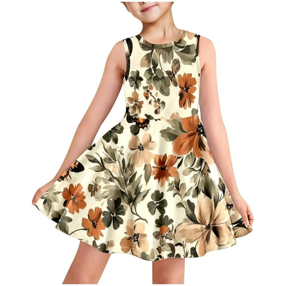 Vmvidoty Girls Summer Dresses Soft Cute Ruffled Short Sleeve Dress Multicolor 5 Years
