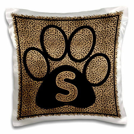 3drose Letter S Standard Cheetah Print Cat Paw Pillow Case 16 By