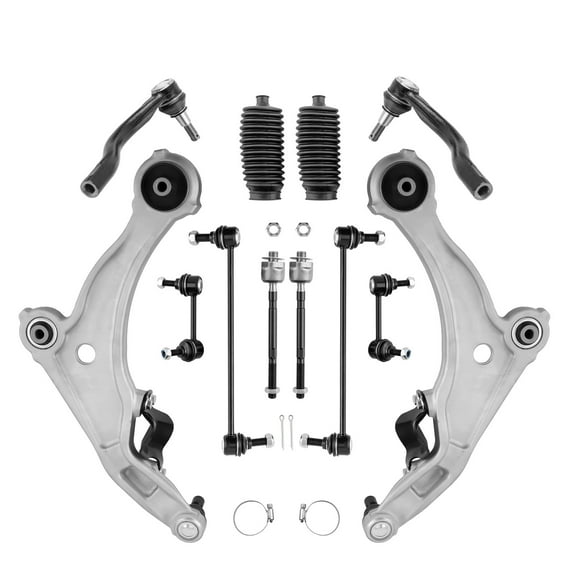 maXpeedingrods 12 PC Front Suspension Kit for Nissan Maxima 2009-2014, 2 Front Lower Control Arms  4 Sway Bar End Links   4 Inner Outer Tie Rod End Links   2 Rack & Pinion Boots