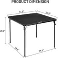 thumbnail image 3 of FurnitureR Square Folding Table, 33.9 Inch Card Table, Multi-Functional Foldable Portable for Indoor Outdoor Dining Panic Patio Balcony Backyard Poolside, PVC Tabletop, Metal Frame, Black, 3 of 14