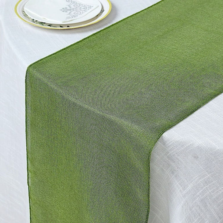 14x108 Moss Green Boho Chic Rustic Table Runner Linen Jute