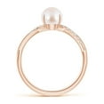thumbnail image 2 of Angara Japanese Akoya Cultured Pearl Twist Shank Ring with Diamonds in 14K Rose Gold for Women | June Birthstone Jewelry for Her, 2 of 8