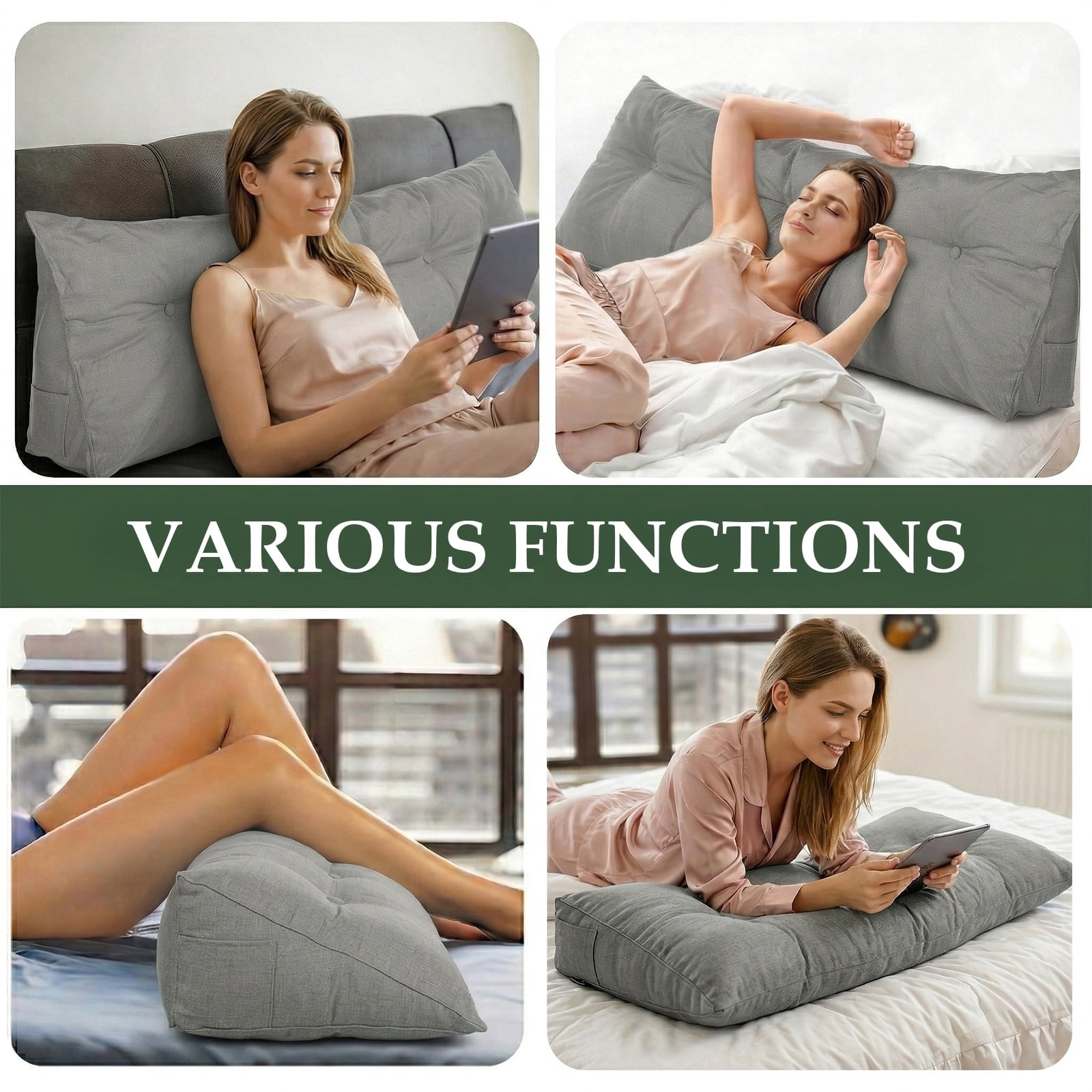 YEERSWAG 70.8x19.6x7.8inch King Size Triangular Wedge Pillow Bedside Cushion,Large Upholstered Headboard Reading Pillow Back Cushion for Home Livingroom Bed Sofa