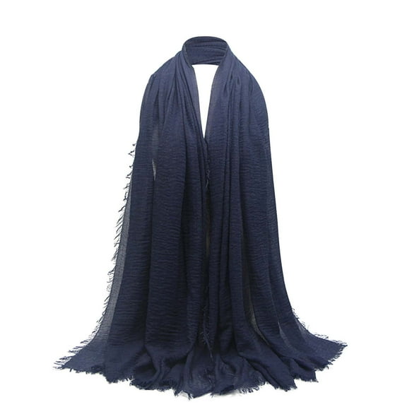 Hauaitttt Ladies' Solid Color Pleated Linen Scarf: Versatile Sunscreen Air Conditioning Shawl Blanket Scarf for Women Head Scarf for Women Fashion Colorful Head Scarf Extra Large Silk Scarf Seamless
