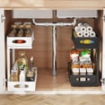 thumbnail image 5 of Versatile 2-Tier Pull-Out Under basin Organizer – Adjustable Height Metal Storage Rack with Slide-Out Cabinet Drawers – No Drilling Required – For Kitchen & Bathroom – White, 5 of 5