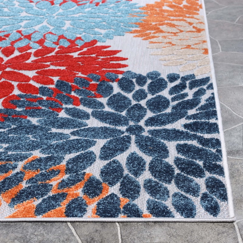 Superior Hydrangea Floral Medallion Indoor Outdoor Area Rug, 10' x 14', Multicolor