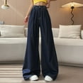 thumbnail image 2 of EDFBUYKRS Long Linen Pants for Women Tall Women's Casual Wide Leg Pants Comfortable Everyday Trousers Versatile Solid Color Long Pants for All Seasons Stretchy Soft Fabric Relaxed Fit M, 2 of 4