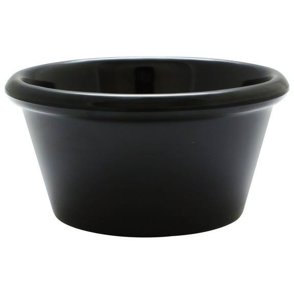 Excellante Melamine ramekin collection 6 oz, 3 7/8" smooth ramekin, black, comes in dozen