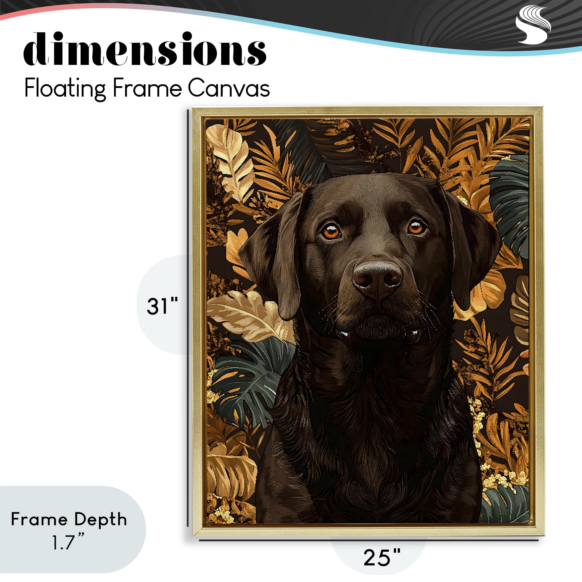 Stupell Industries Labrador with Golden Leaves Gold Framed Floater Canvas Wall Art, design by Creative Studio