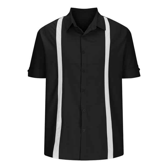 Birdeem Chemise à Manches Courtes pour Hommes Mode Décontractée Contraste de Couleur Col Rabattu Boutons