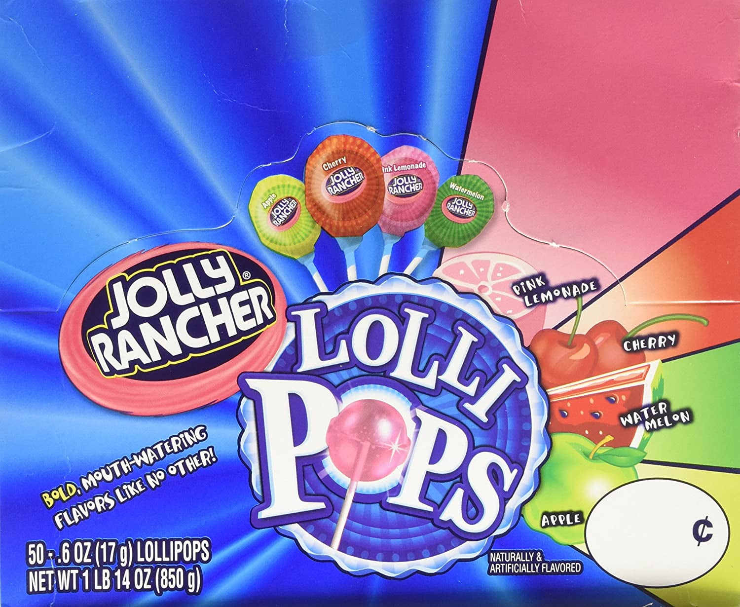 Jolly Rancher Lollipops, Original Flavors (50Count box) 1 Pound 14