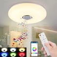 thumbnail image 3 of Lámpara de techo con audio Bluetooth, luz led redonda para dormitorio, luz led de colores de 30 cm, 3 of 6