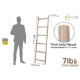 thumbnail image 4 of FUIN Fully Assembled 6ft Wood Blanket Ladder Living Room Decorative Wall Leaning Farmhouse Quilt Display Holder Rustic Wooden Towel Rack for Bathroom, Natural & Graywashed, 4 of 7