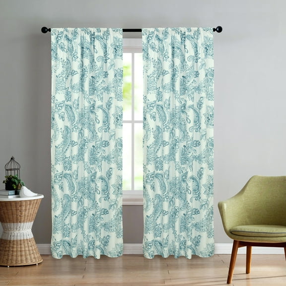 84" x 48" Aruba Paisley Window Curtain Panel Drapes Pair