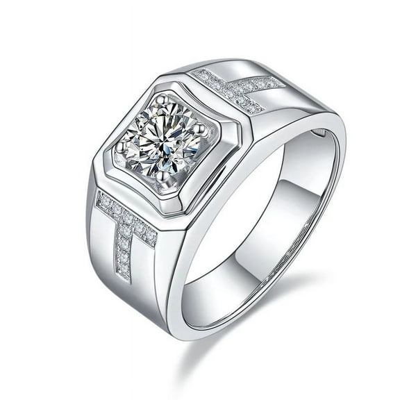 Luxury Moissanite Ring for Men's 1Carat Round Cut Diamond Engagement Rings