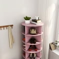 thumbnail image 3 of Pink 6-layer 360 Rotating Shoe Console - Save Space, Stores 24 Pairs, Meets Family Requirements, Easy Assembly Formation, Stylish Feature Rack Storage Organizer Bin Cabinet In Pink, 6 Layers,, 3 of 3
