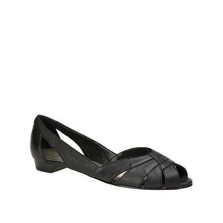 Mark Lemp Classics Womens Zuzu Leather Peep Toe Slide Flats
