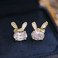 thumbnail image 3 of FENGGHAO Easter Bunny Earrings Synthetic Opal Star Studs Small Cute Animal Jewelry for Women Festive Holiday Spring Accessories, 3 of 5
