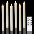 thumbnail image 1 of 6 Pack Battery LED Candles with Remote Timer, Real Wax Flickering Warm White Light for Christmas, Wedding, Home, Ivory, 1 of 4