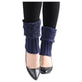 thumbnail image 2 of INSPIRE CHIC Women's Ruffled Cuff Over Knee Length Ribbed Knitted Leg Warmers Navy Blue-Printed, 2 of 6
