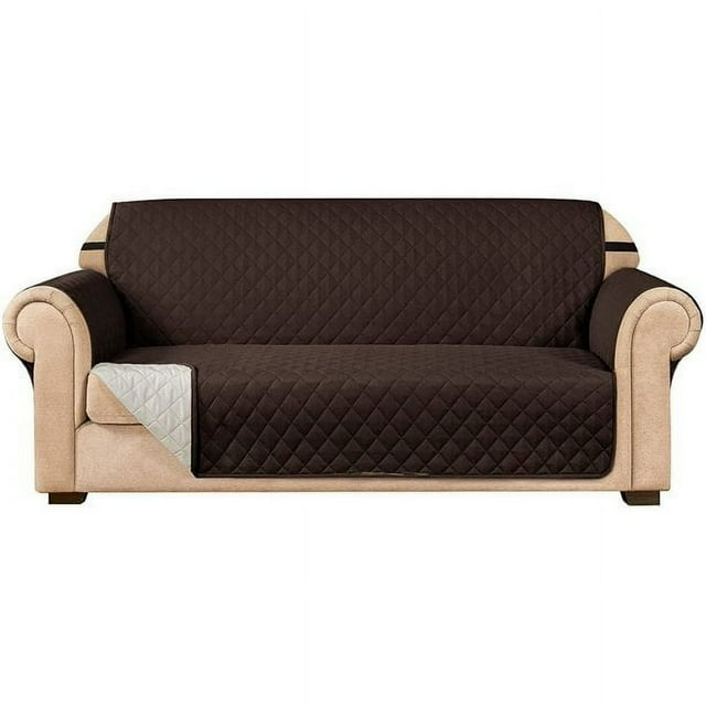 CHOK 2024 1-Piece Reversible Sofa Cover Quilted Slipcover (Sofa Gray)