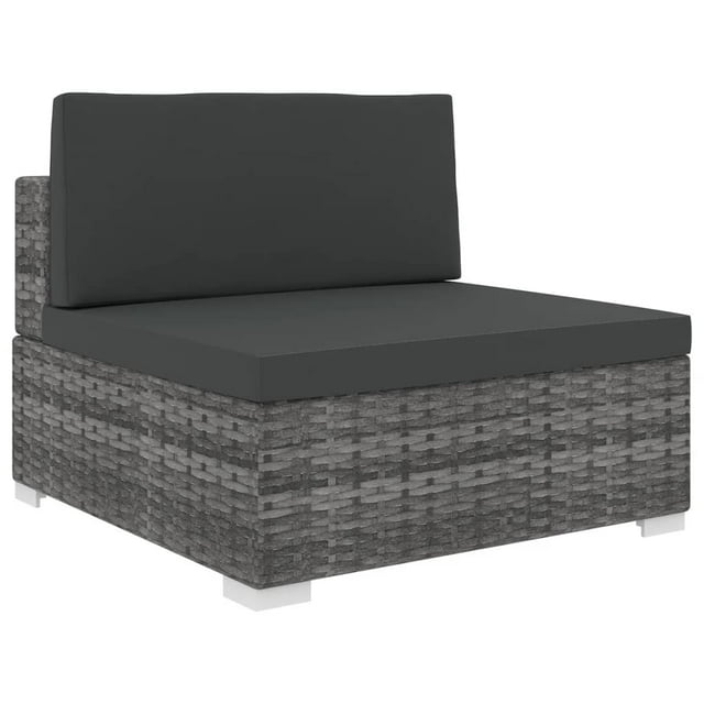 vidaXL Sectional Middle Seat with Cushions Poly Rattan grey