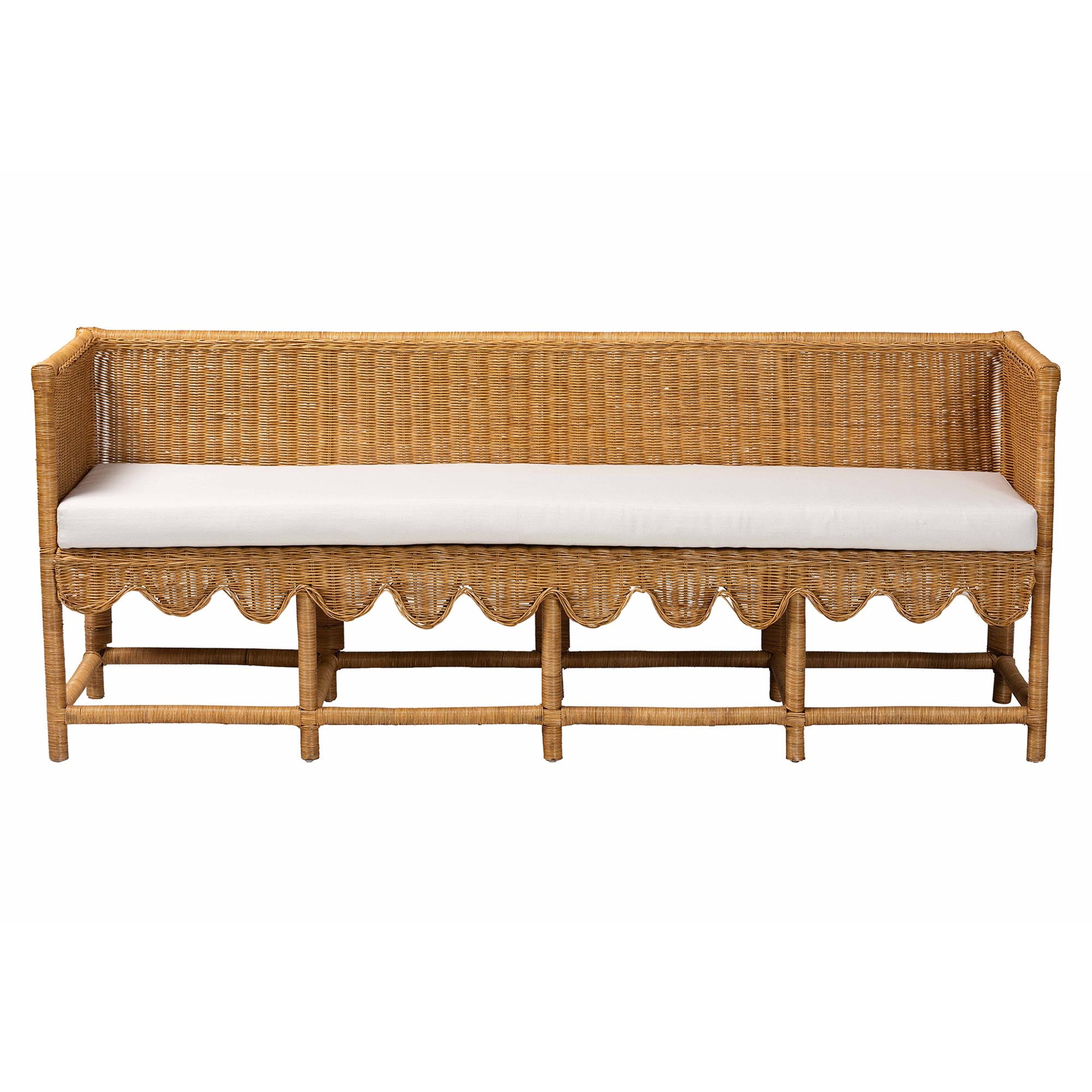 bali & pari Serenay Boho Dining Bench, 77", Natural Rattan