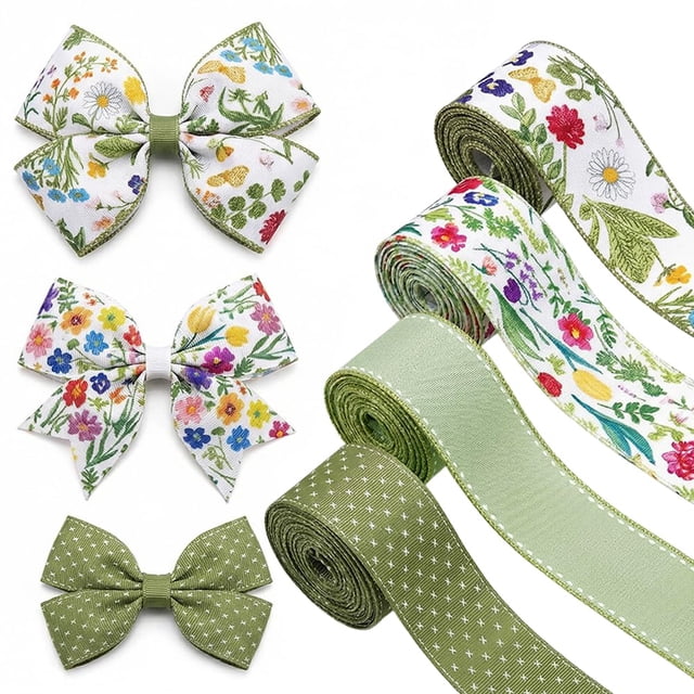 Cinta floral verde con alambre, 20 m, estilo vintage, rosa, 2.5 cm de ancho, 4 rollos
