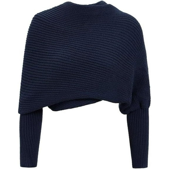 Nvzi-c Scarf With Sleeves for Women, Knitted Sweater Scarf With Sleeves, Plus Size Fall Winter Warm Poncho Cape Shawl，Navy Blue