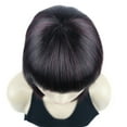 thumbnail image 6 of Short Bob Wig with Flat Bangs for Lady Women, Straight Synthenic Wigs for Cosplay Daily Party, 8 inch, Dark Burgundy Red, 6 of 8