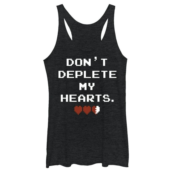 Women's Nintendo Legend of Zelda Deplete My Hearts  Racerback Tank Top Black Heather Large